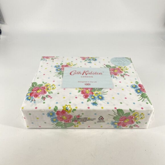 NEW Cath Kidston London BUNCHES Pink Twin Sheet Set 3pc 100% Cotton 200 Thread - Picture 1 of 4